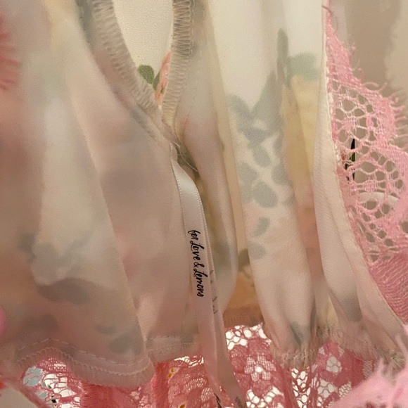 Women’s Xs Floral Dress For Love and Lemons Emma Midi Dress Silk w pink lace - Picture 8 of 8